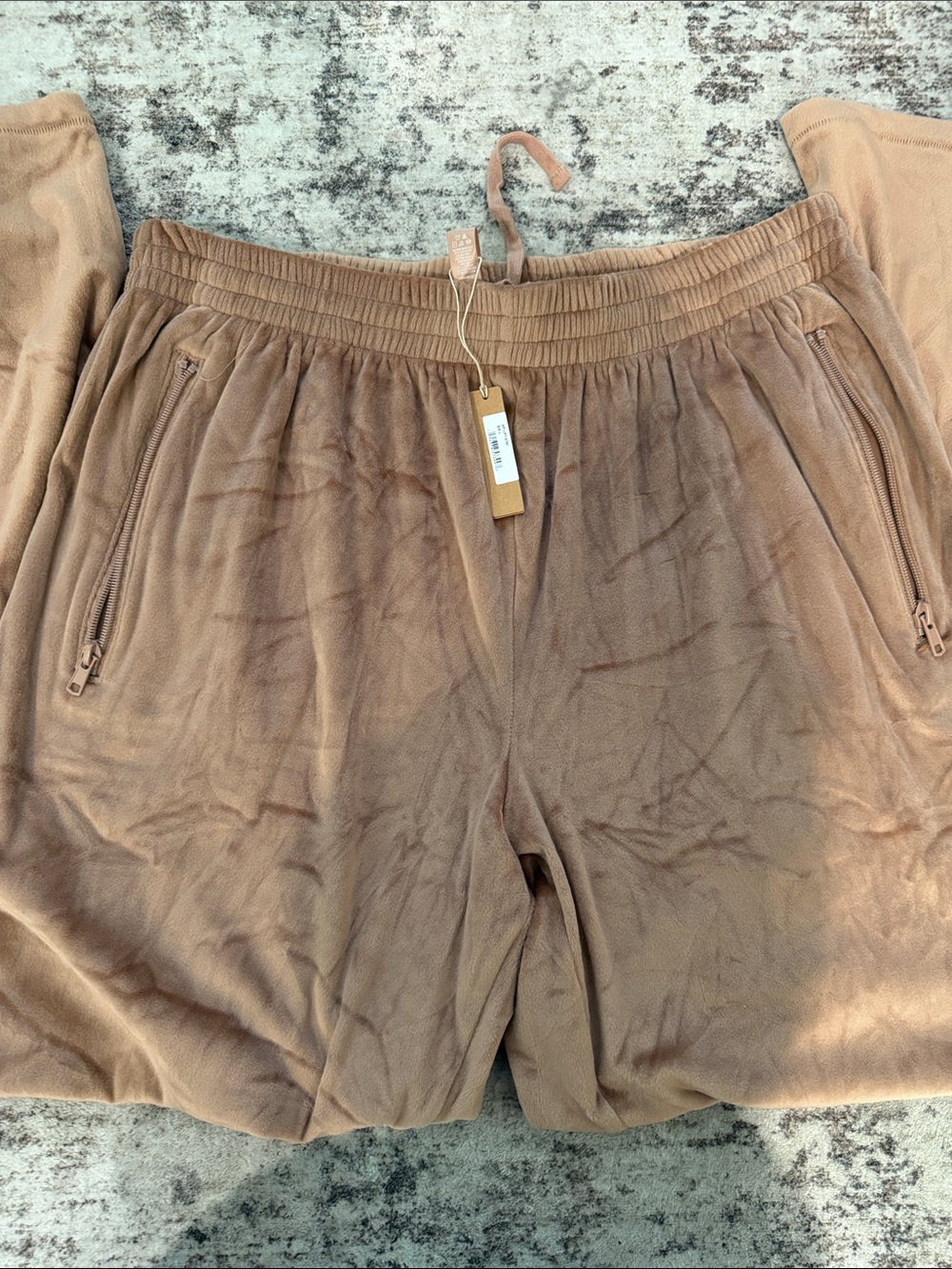 SKIMS Soft Velour Wide-Leg Track Pants in Taupe Brown - Picture 3 of 4